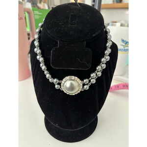 Elegant Gray Shell Pearl Necklace Classic Sterling Silver Temperament Necklace